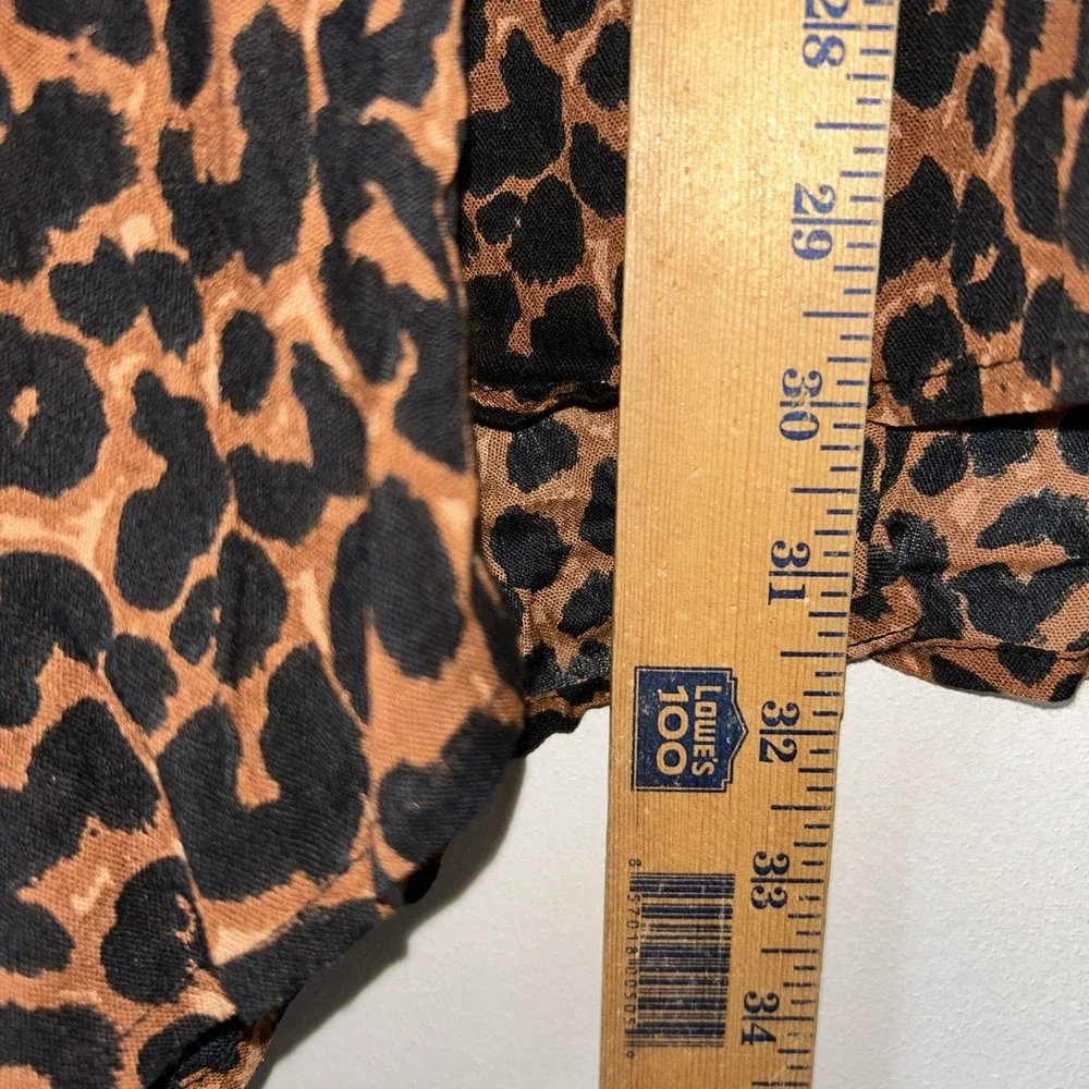 Anna & Ava Womens Leopard Print Kaftan Poncho Top V-Neck Tassel Brown Black O/S